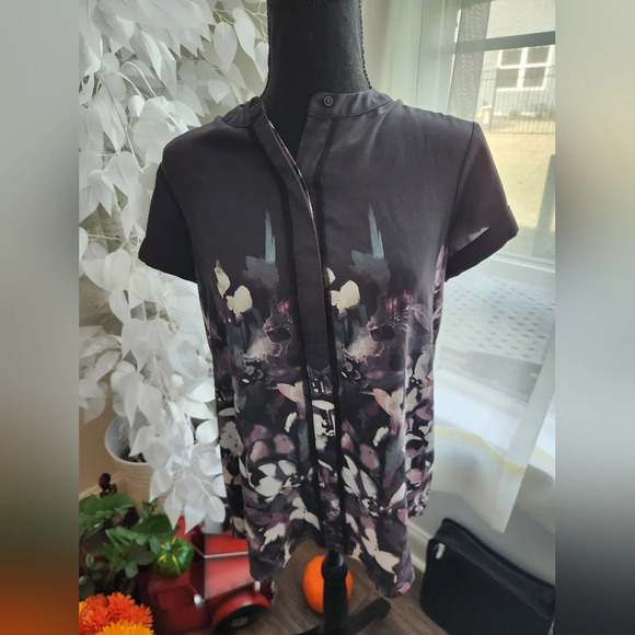 Simply Vera Vera Wang Chiffon Floral Blouse Size Small - Picture 2 of 9